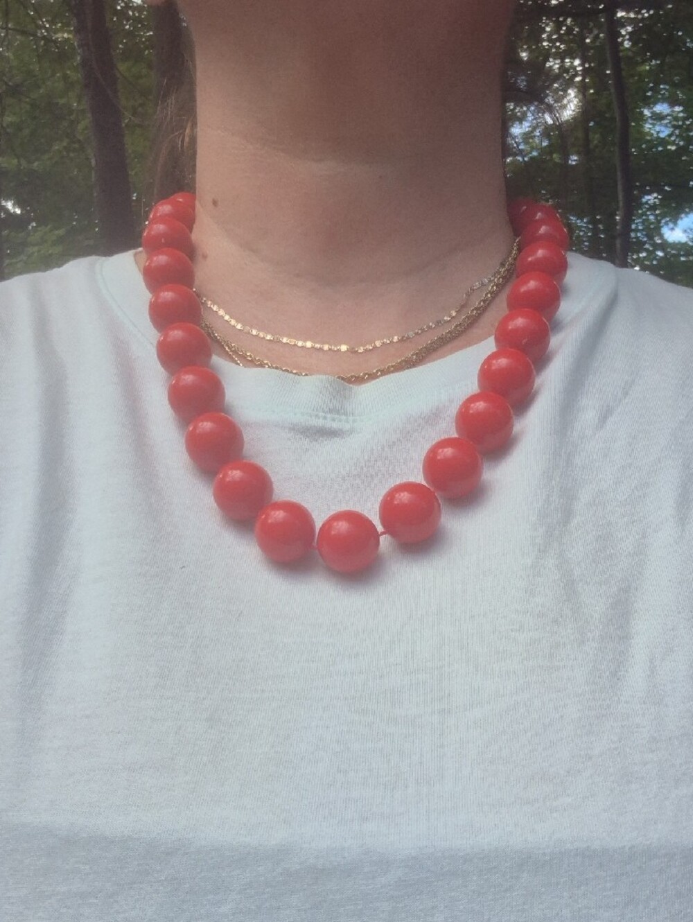 Red Statement Bead Necklace - Picture 6 of 6